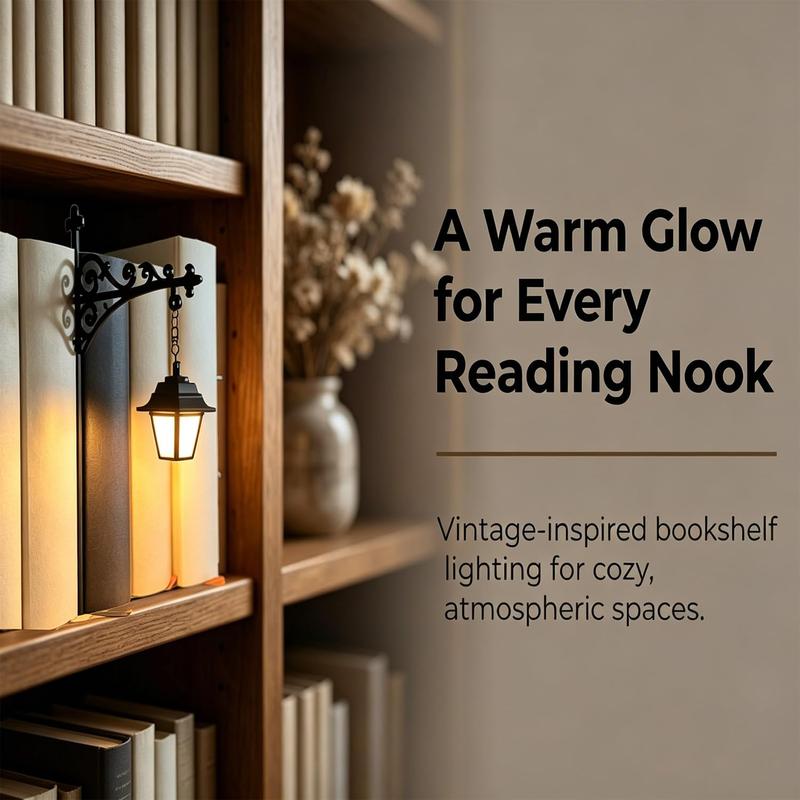 Vintage Hanging Bookshelf Lantern™ | Warm LED Book Nook Light