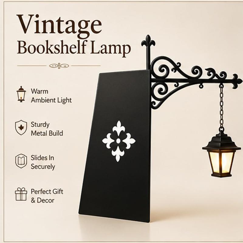 Vintage Hanging Bookshelf Lantern™ | Warm LED Book Nook Light