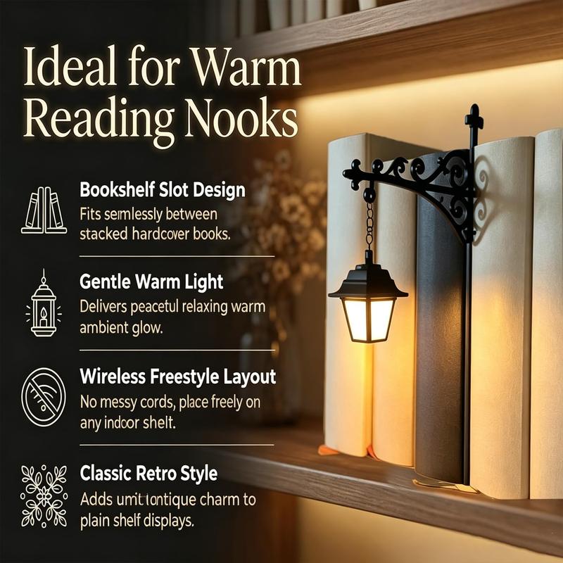 Vintage Hanging Bookshelf Lantern™ | Warm LED Book Nook Light