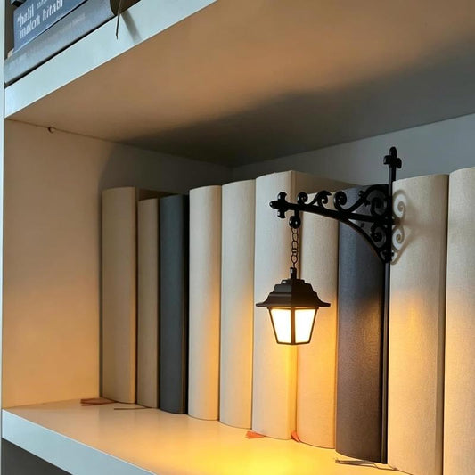 Vintage Hanging Bookshelf Lantern™ | Warm LED Book Nook Light