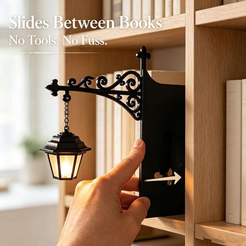 Vintage Hanging Bookshelf Lantern™ | Warm LED Book Nook Light