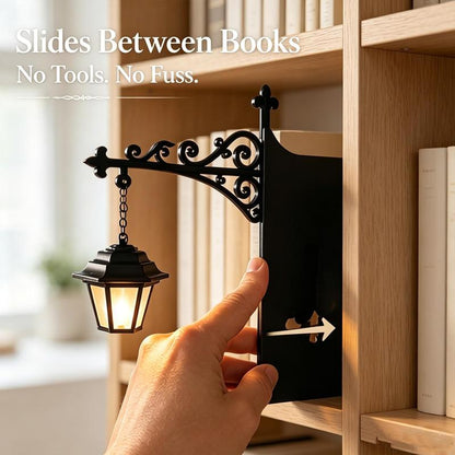 Vintage Hanging Bookshelf Lantern™ | Warm LED Book Nook Light
