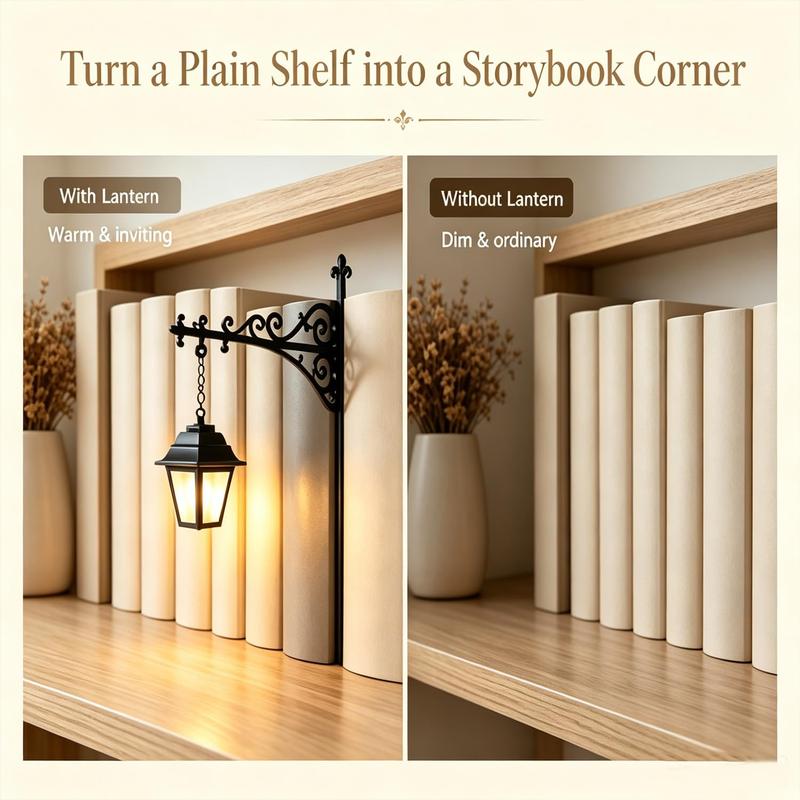 Vintage Hanging Bookshelf Lantern™ | Warm LED Book Nook Light