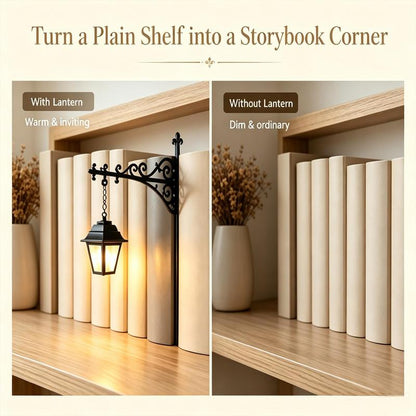 Vintage Hanging Bookshelf Lantern™ | Warm LED Book Nook Light